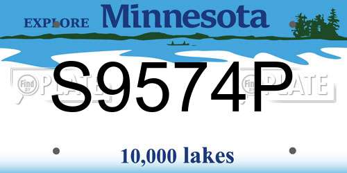 S9574P Minnesota License Plate