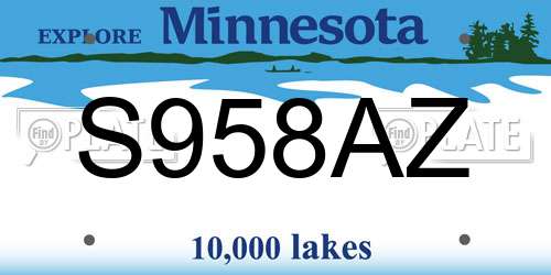 S958AZ Minnesota License Plate