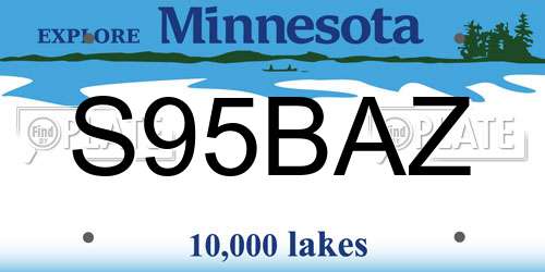 S95BAZ Minnesota License Plate