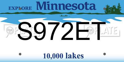 S972ET Minnesota License Plate