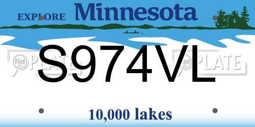 S974VL Minnesota License Plate