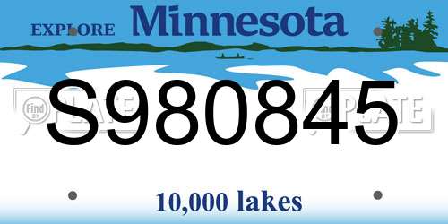 S980845 Minnesota License Plate