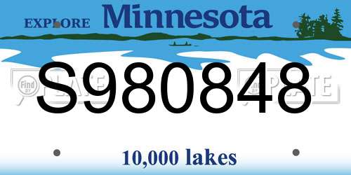 S980848 Minnesota License Plate
