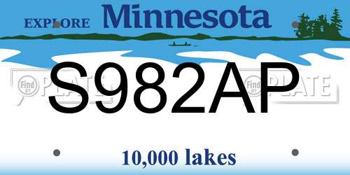 S982AP Minnesota License Plate
