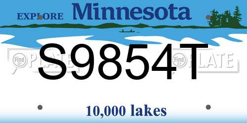 S9854T Minnesota License Plate