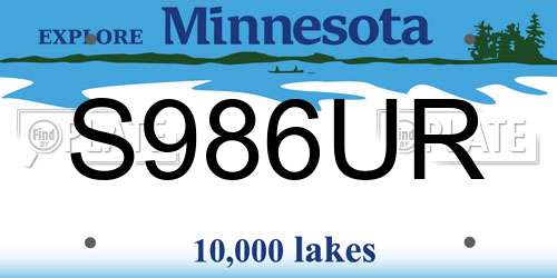 S986UR Minnesota License Plate