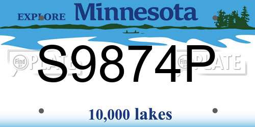 S9874P Minnesota License Plate