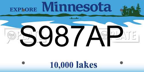 S987AP Minnesota License Plate