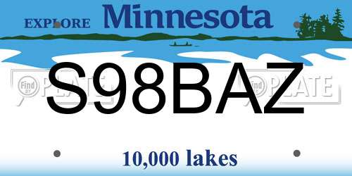 S98BAZ Minnesota License Plate
