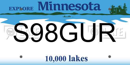 S98GUR Minnesota License Plate