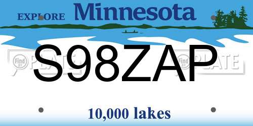 S98ZAP Minnesota License Plate