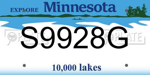 S9928G Minnesota License Plate