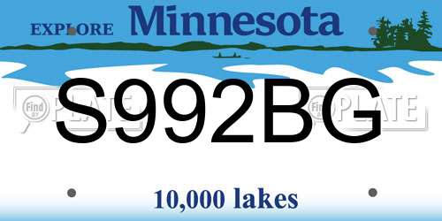 S992BG Minnesota License Plate