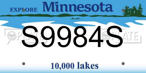 S9984S Minnesota License Plate