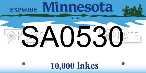 SA0530 Minnesota License Plate