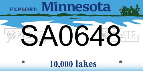 SA0648 Minnesota License Plate