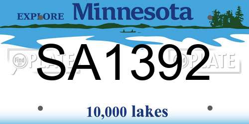 SA1392 Minnesota License Plate