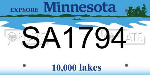 SA1794 Minnesota License Plate