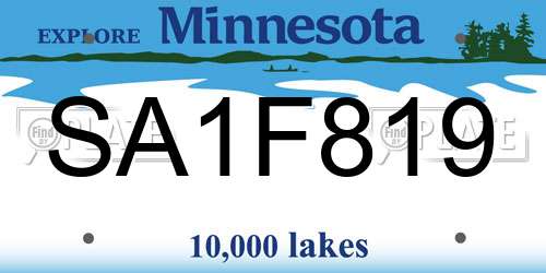 SA1F819 Minnesota License Plate