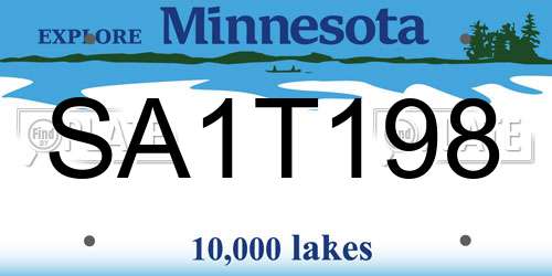 SA1T198 Minnesota License Plate