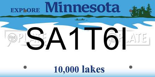 SA1T6I Minnesota License Plate