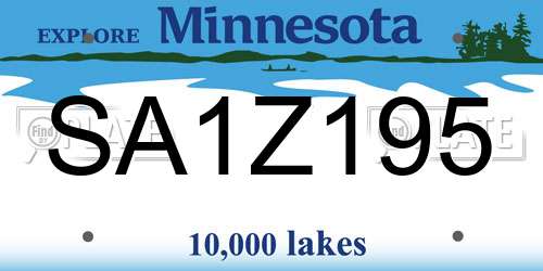 SA1Z195 Minnesota License Plate