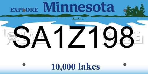 SA1Z198 Minnesota License Plate