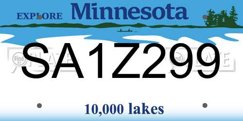 SA1Z299 Minnesota License Plate