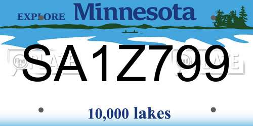 SA1Z799 Minnesota License Plate