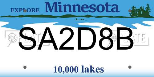 SA2D8B Minnesota License Plate