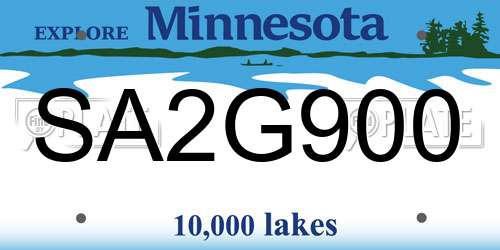 SA2G900 Minnesota License Plate