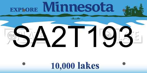 SA2T193 Minnesota License Plate