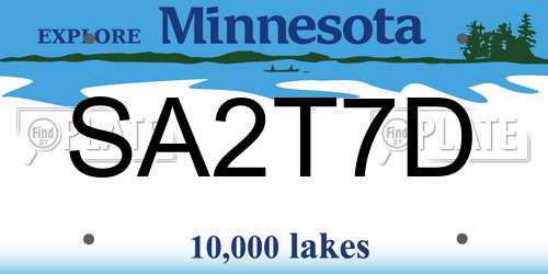 SA2T7D Minnesota License Plate