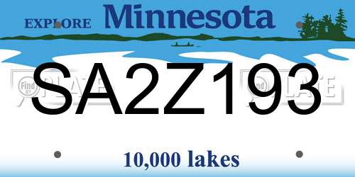 SA2Z193 Minnesota License Plate