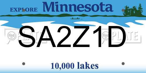SA2Z1D Minnesota License Plate