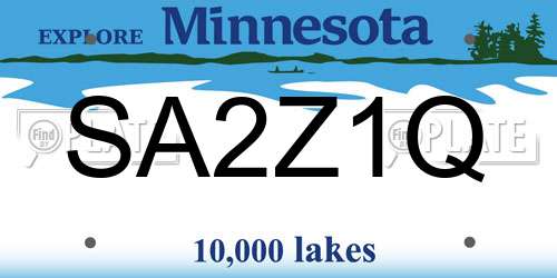 SA2Z1Q Minnesota License Plate