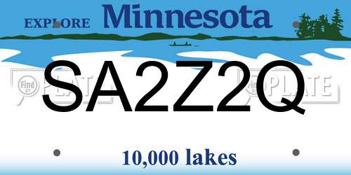 SA2Z2Q Minnesota License Plate