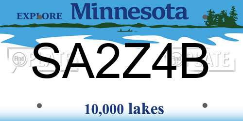 SA2Z4B Minnesota License Plate