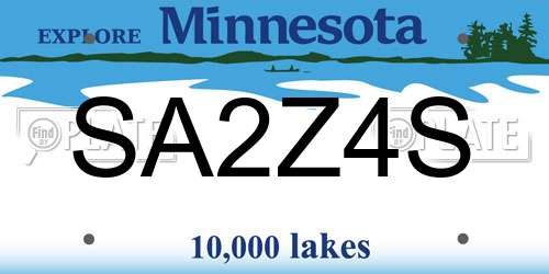 SA2Z4S Minnesota License Plate