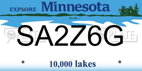 SA2Z6G Minnesota License Plate