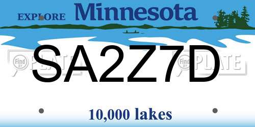 SA2Z7D Minnesota License Plate