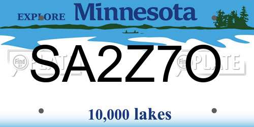 SA2Z7O Minnesota License Plate