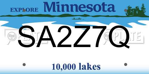 SA2Z7Q Minnesota License Plate