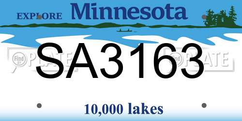 SA3163 Minnesota License Plate