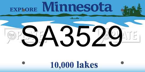 SA3529 Minnesota License Plate