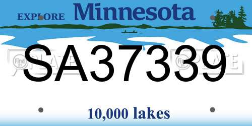 SA37339 Minnesota License Plate