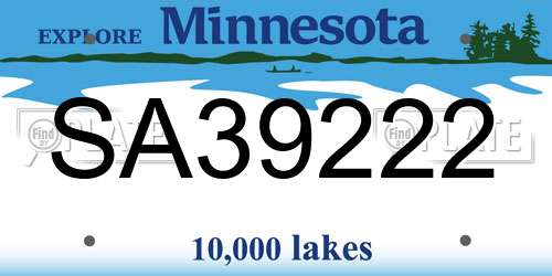 SA39222 Minnesota License Plate