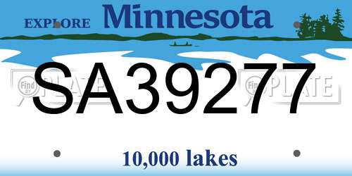 SA39277 Minnesota License Plate