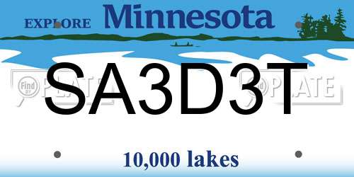 SA3D3T Minnesota License Plate