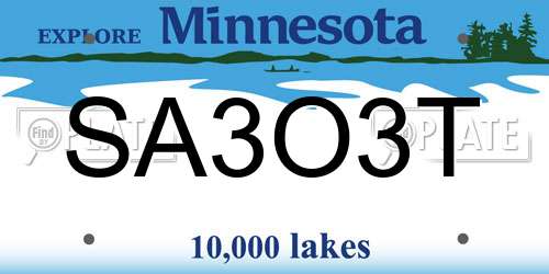 SA3O3T Minnesota License Plate